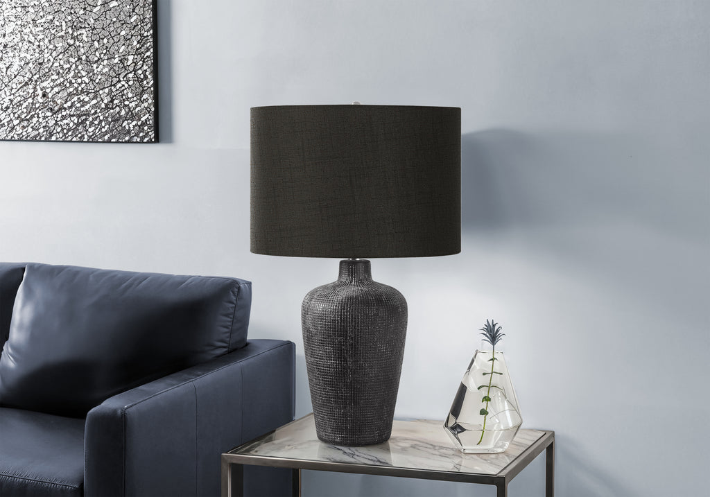 LIGHTING - 24""H TABLE LAMP BLACK CERAMIC / BLACK SHADE