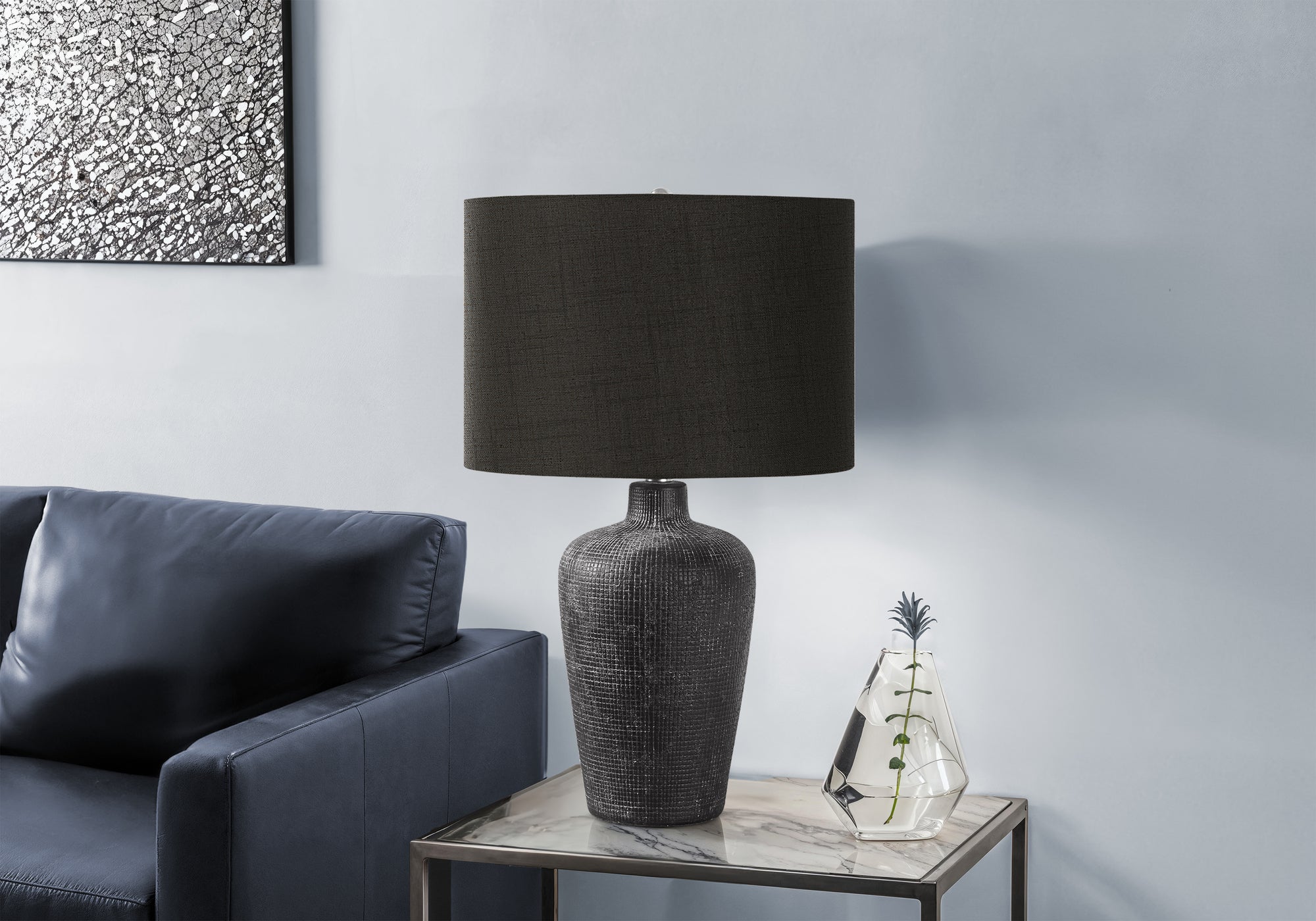 LIGHTING - 24""H TABLE LAMP BLACK CERAMIC / BLACK SHADE