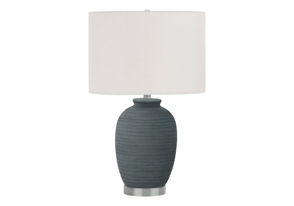 LIGHTING - 24""H TABLE LAMP BLUE CERAMIC / IVORY SHADE