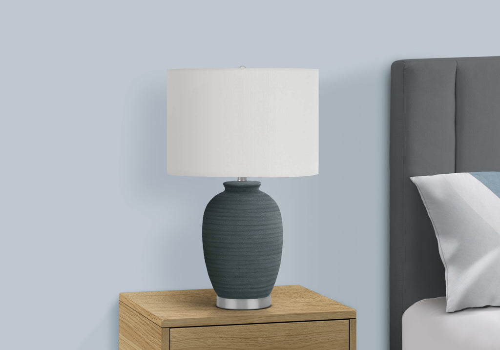 LIGHTING - 24""H TABLE LAMP BLUE CERAMIC / IVORY SHADE