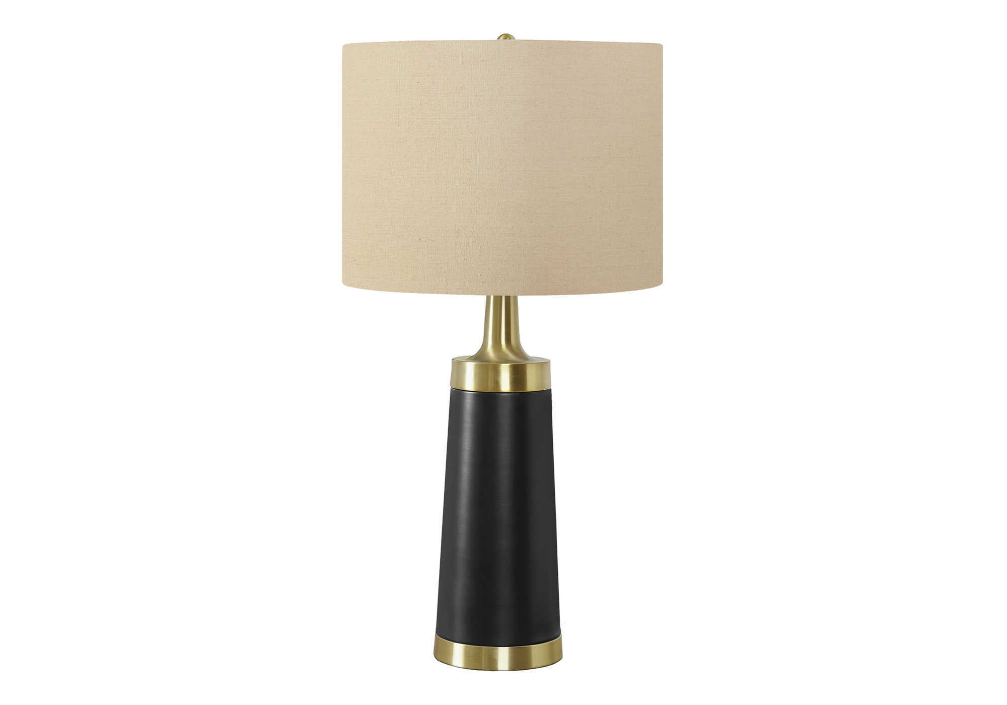 LIGHTING - 28""H TABLE LAMP BLACK METAL / BEIGE SHADE