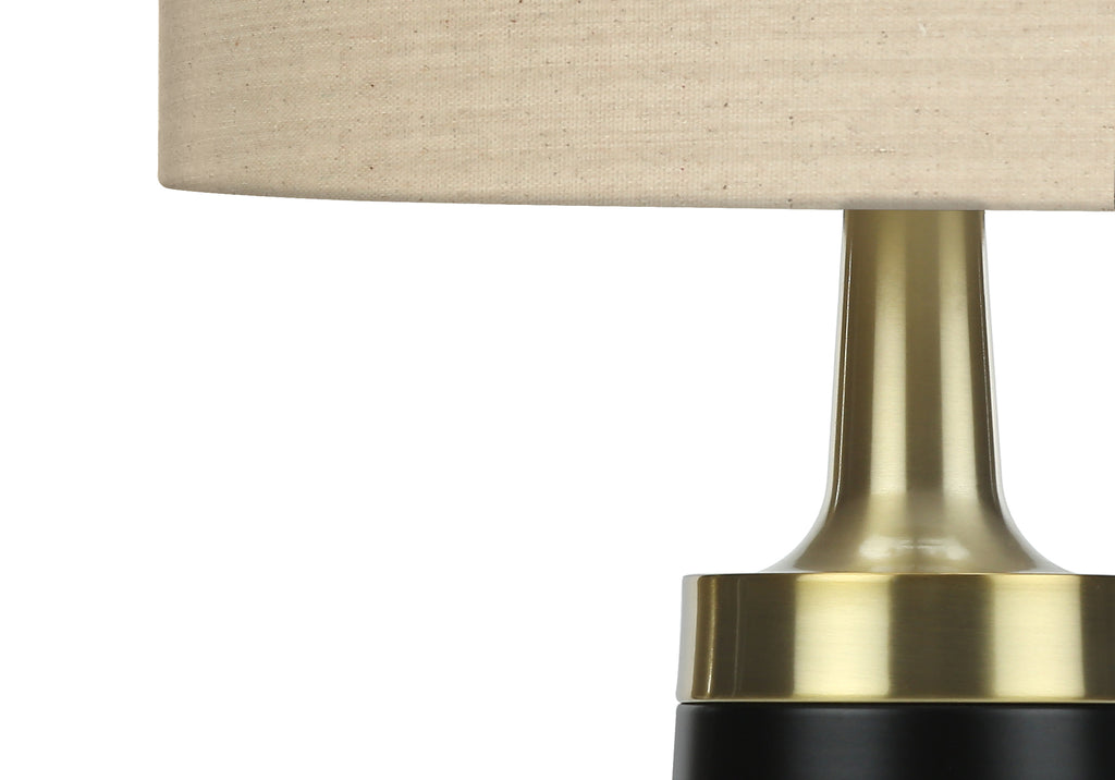 LIGHTING - 28""H TABLE LAMP BLACK METAL / BEIGE SHADE