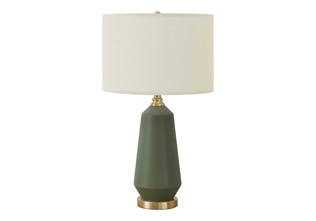 LIGHTING - 26""H TABLE LAMP GREEN CERAMIC / IVORY SHADE
