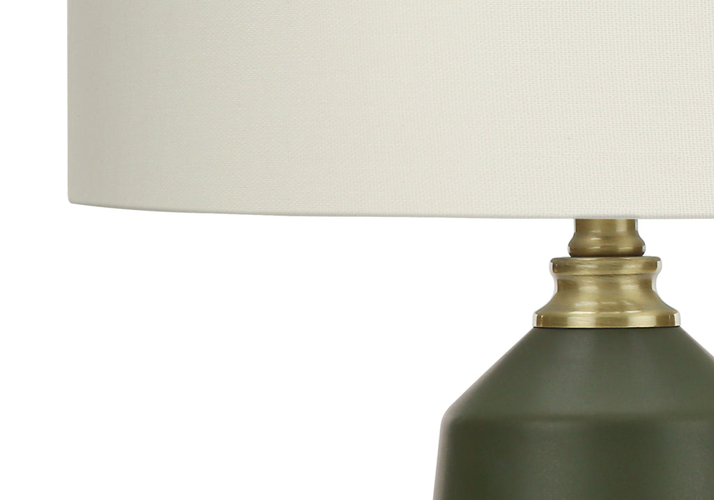 LIGHTING - 26""H TABLE LAMP GREEN CERAMIC / IVORY SHADE