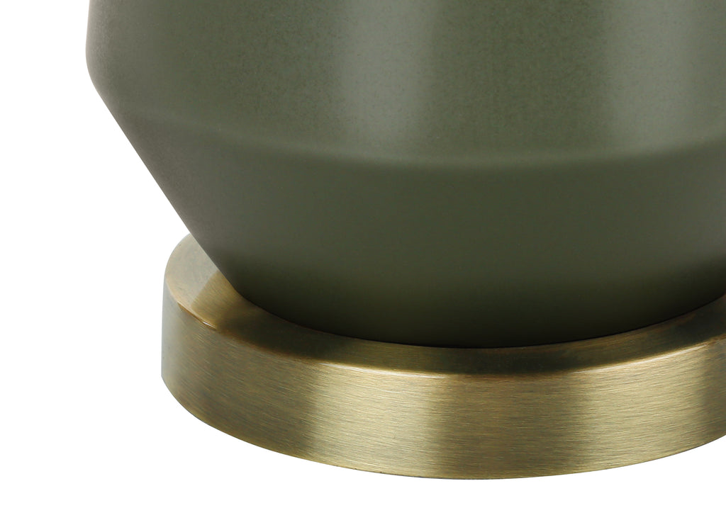 LIGHTING - 26""H TABLE LAMP GREEN CERAMIC / IVORY SHADE