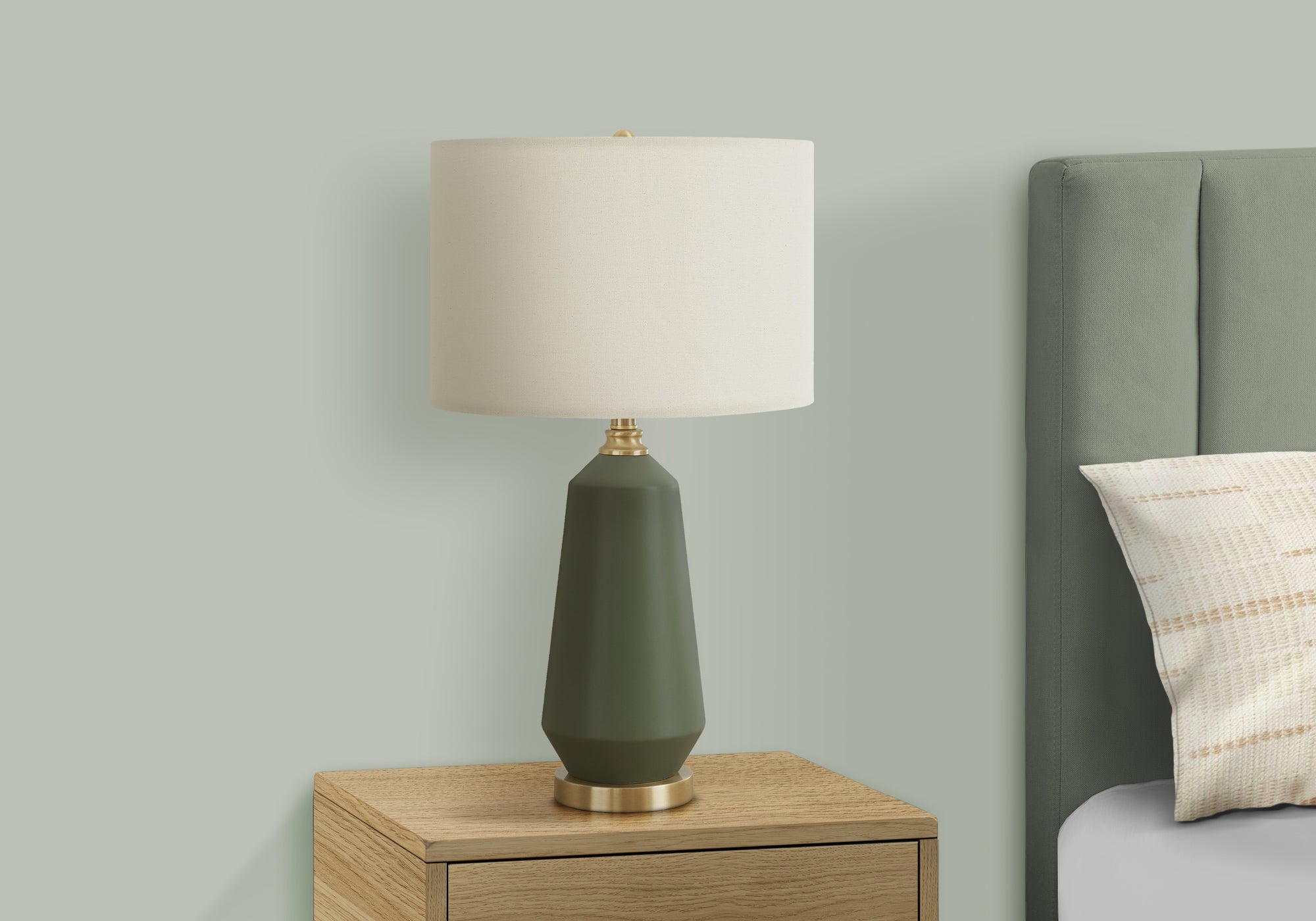 LIGHTING - 26""H TABLE LAMP GREEN CERAMIC / IVORY SHADE