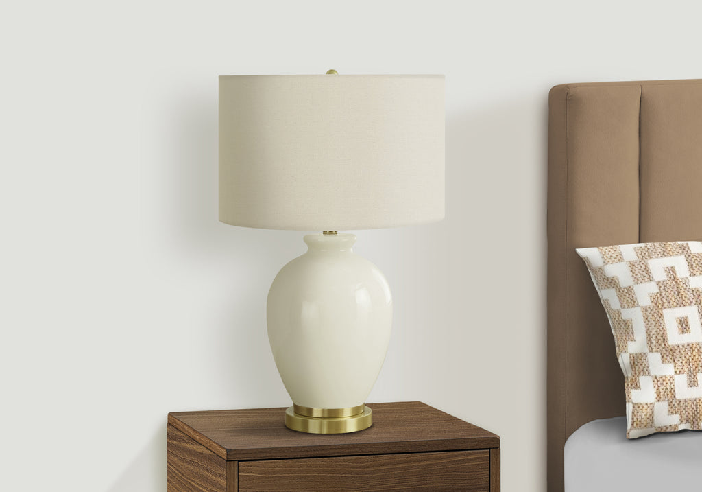LIGHTING - 26""H TABLE LAMP CREAM CERAMIC / IVORY SHADE