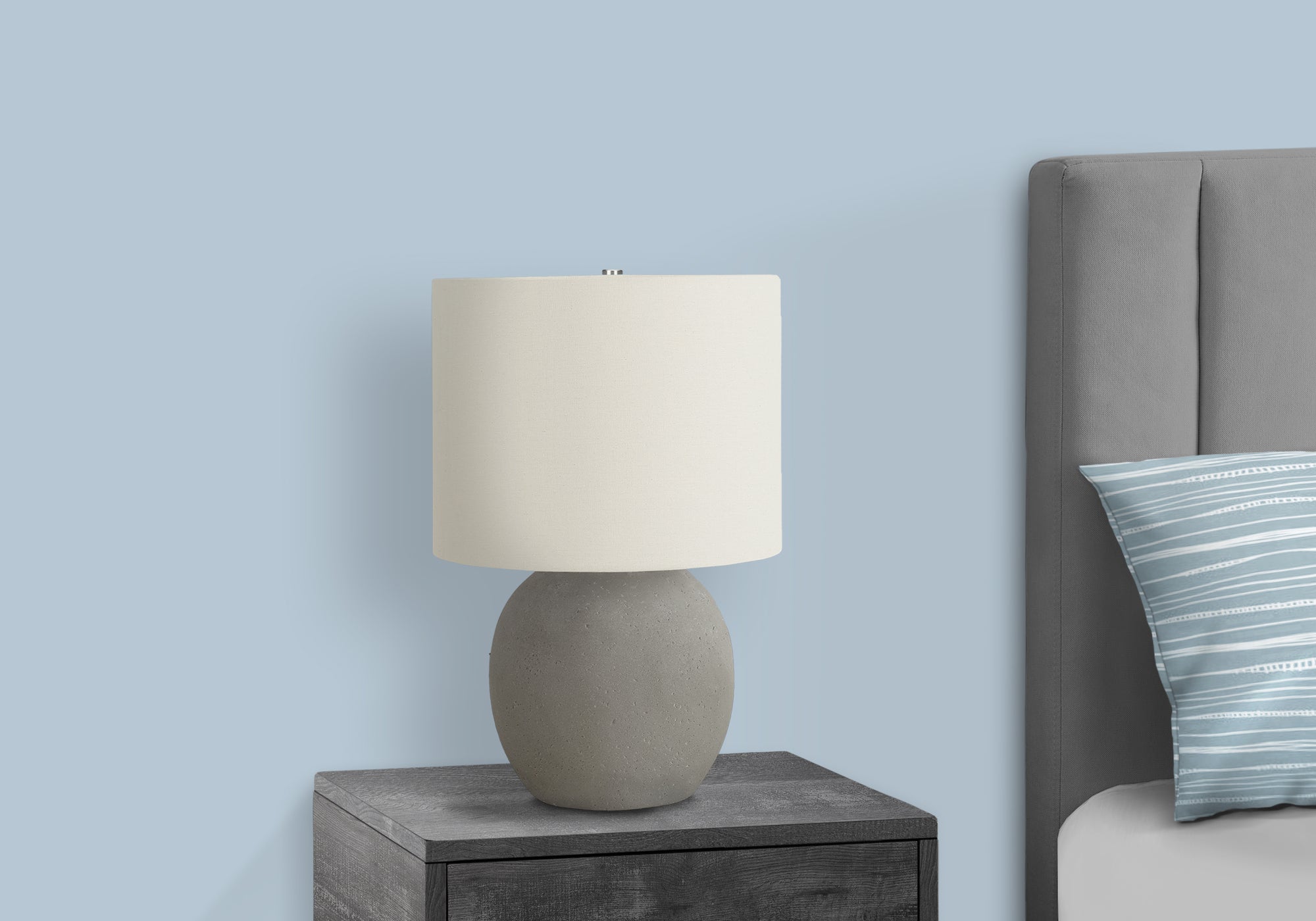 LIGHTING - 20""H TABLE LAMP GREY CONCRETE / IVORY SHADE