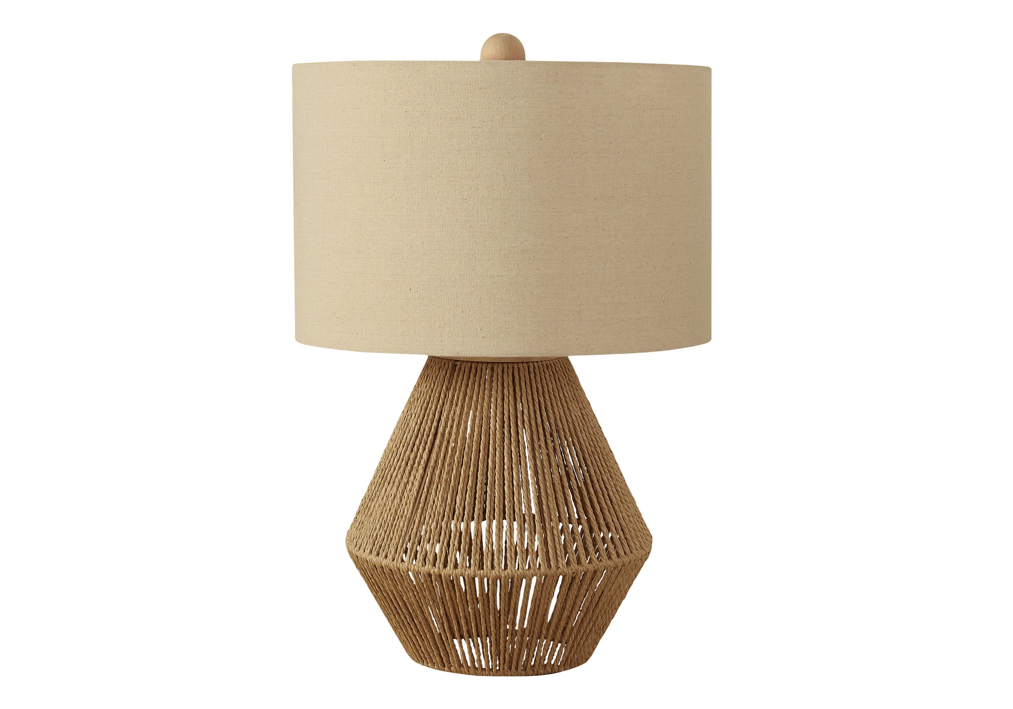 LIGHTING - 22""H TABLE LAMP BROWN ROPE / BEIGE SHADE