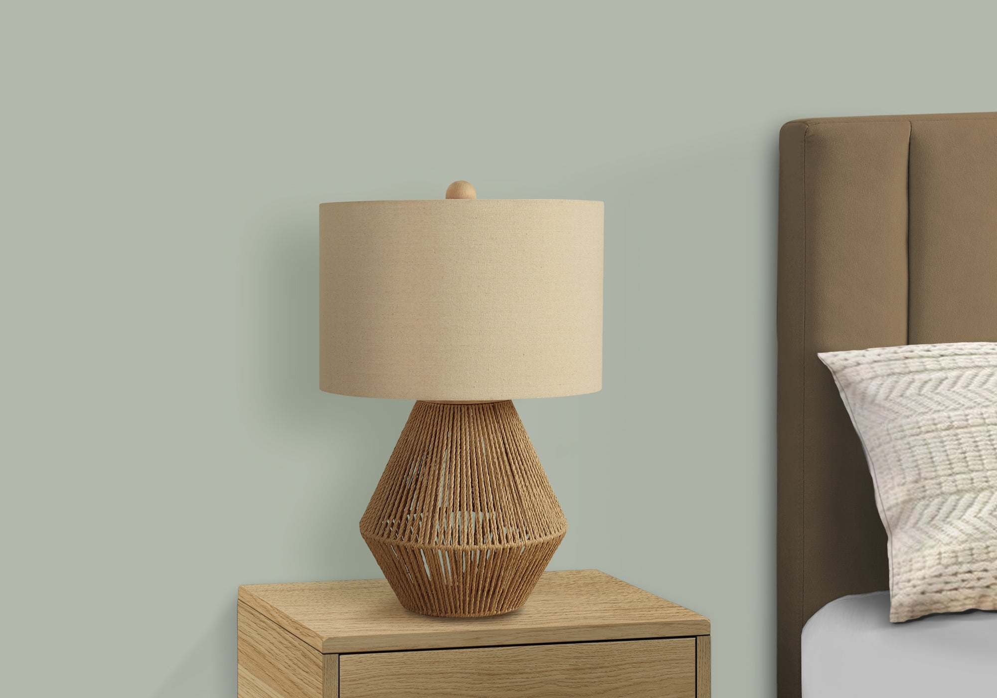 LIGHTING - 22""H TABLE LAMP BROWN ROPE / BEIGE SHADE