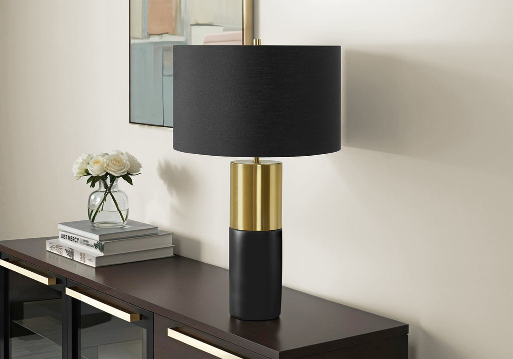 LIGHTING - 25""H TABLE LAMP BLACK CONCRETE / BLACK SHADE