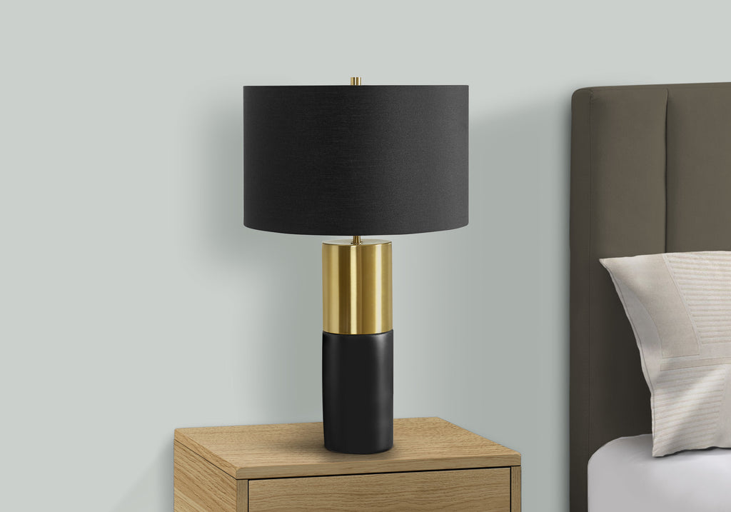 LIGHTING - 25""H TABLE LAMP BLACK CONCRETE / BLACK SHADE
