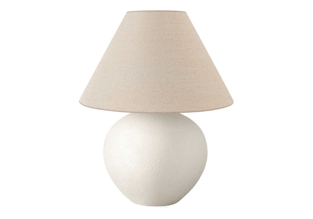 LIGHTING - 16""H TABLE LAMP CREAM CERAMIC / BEIGE SHADE