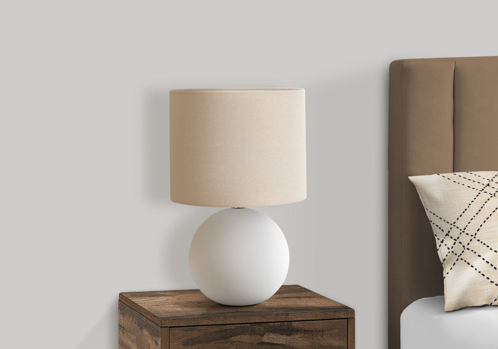 LIGHTING - 16""H TABLE LAMP CREAM CERAMIC / BEIGE SHADE