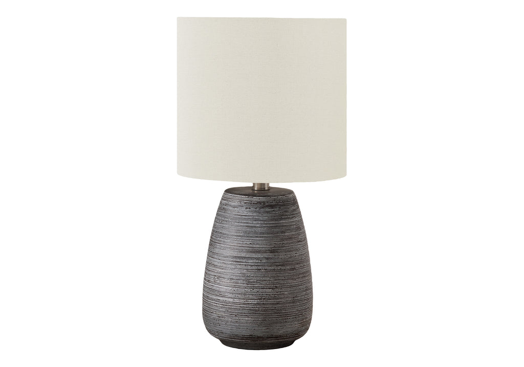LIGHTING - 19""H TABLE LAMP GREY CERAMIC / IVORY SHADE