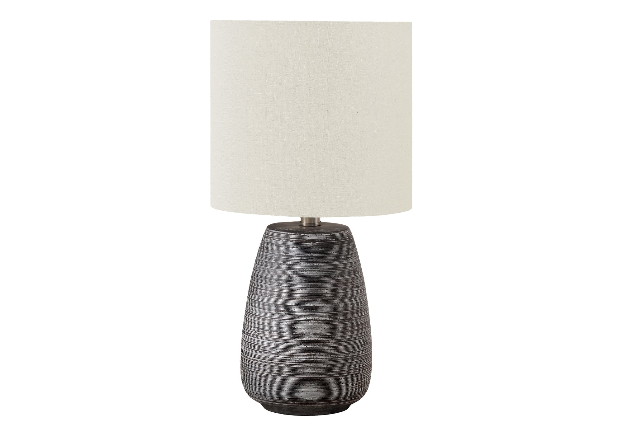 LIGHTING - 19""H TABLE LAMP GREY CERAMIC / IVORY SHADE