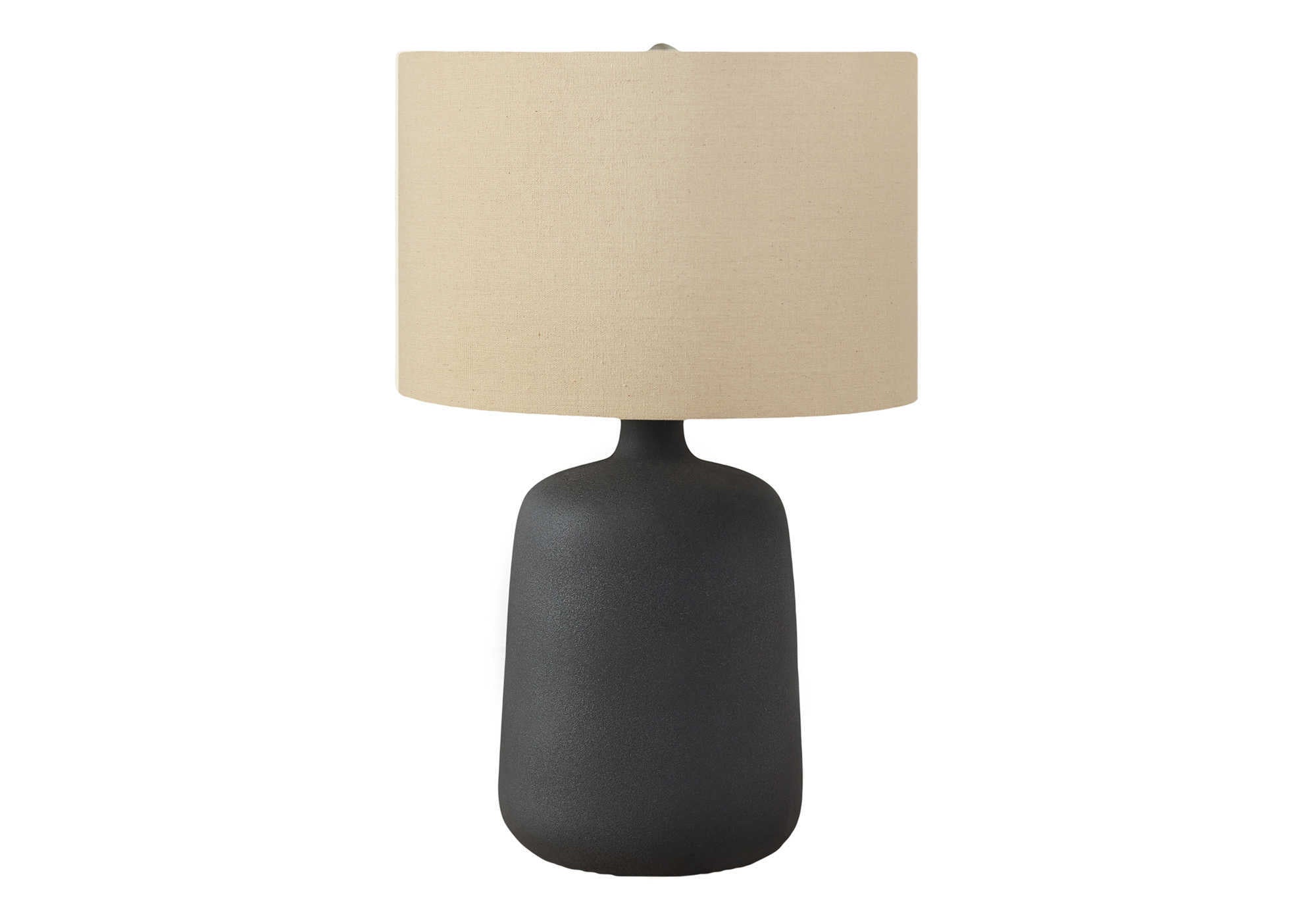 LIGHTING - 24""H TABLE LAMP BLACK CERAMIC / BEIGE SHADE