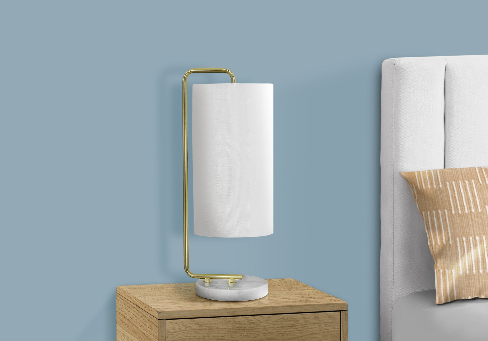 LIGHTING - 20""H TABLE LAMP WHITE MARBLE / IVORY SHADE