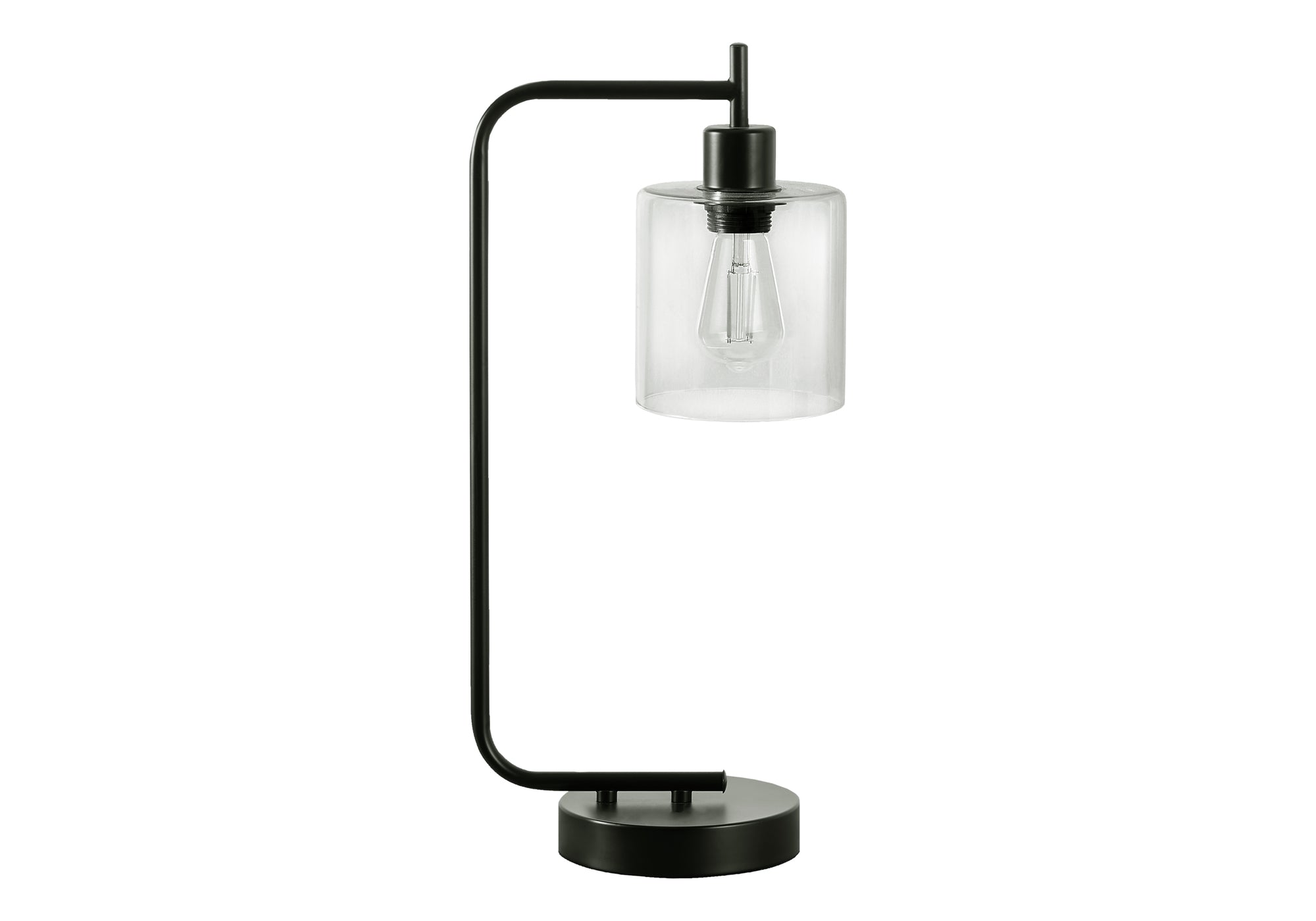LIGHTING - 20""H TABLE LAMP BLACK METAL/GLASS SHADE/USB