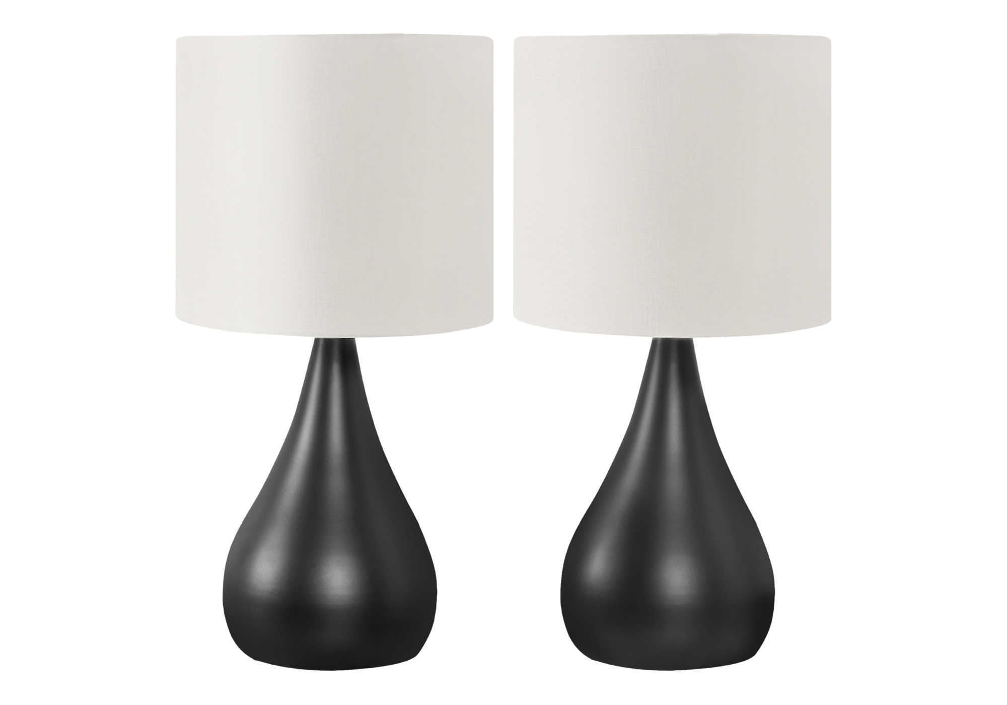 LIGHTING - 2PCS / 18""H TABLE LAMP BLACK / IVORY SHADE