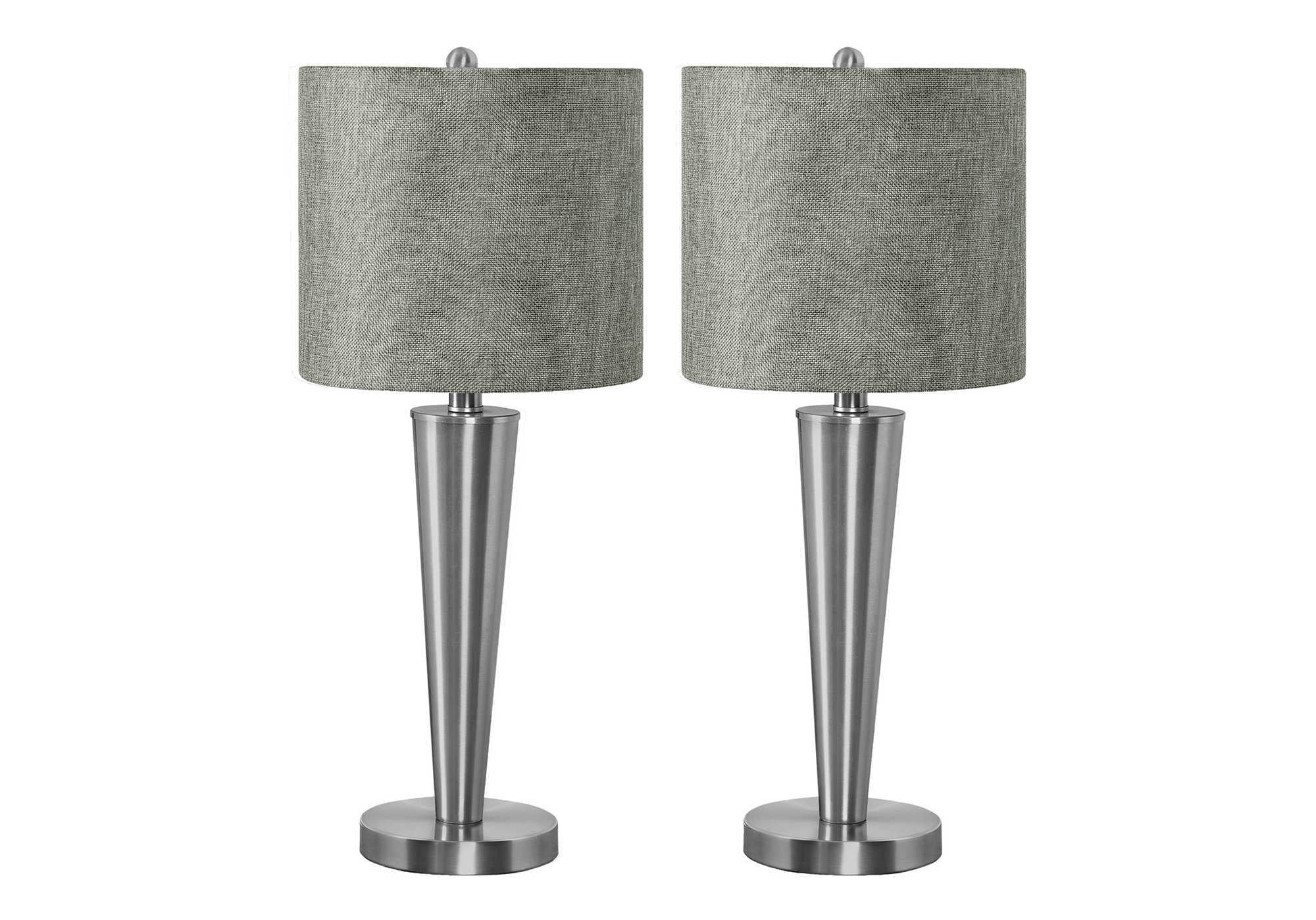 LIGHTING - 2PCS / 24""H TABLE LAMP NICKEL / GREY / USB
