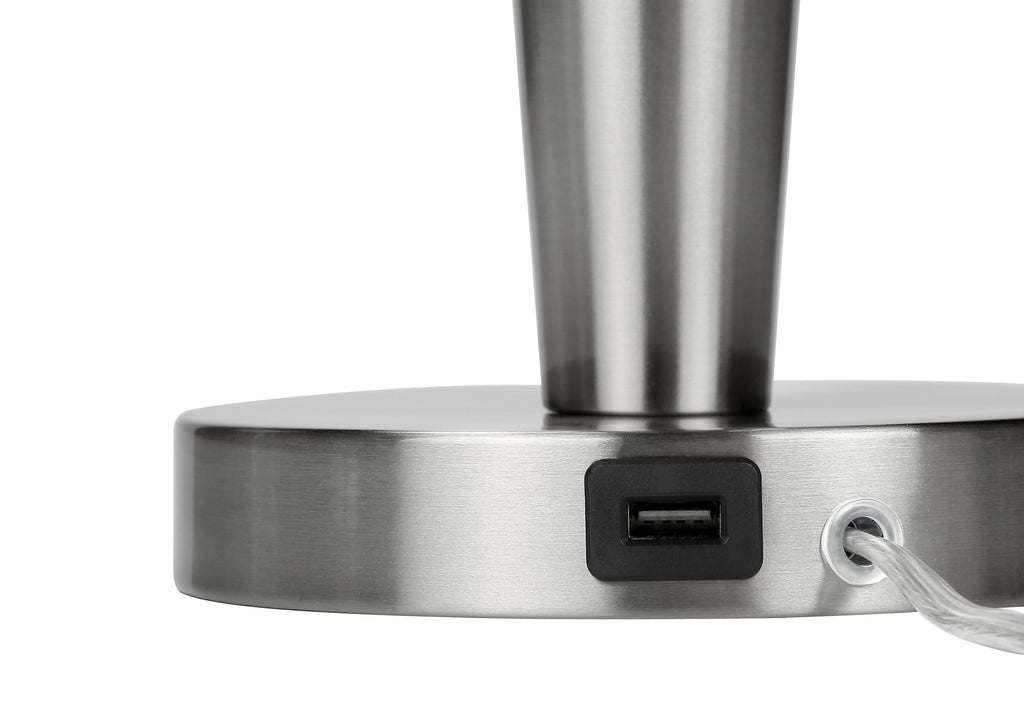 LIGHTING - 2PCS / 24""H TABLE LAMP NICKEL / GREY / USB
