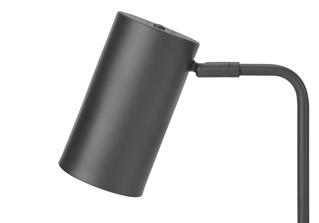 LIGHTING - 18""H TABLE LAMP BLACK METAL / BLACK SHADE / USB