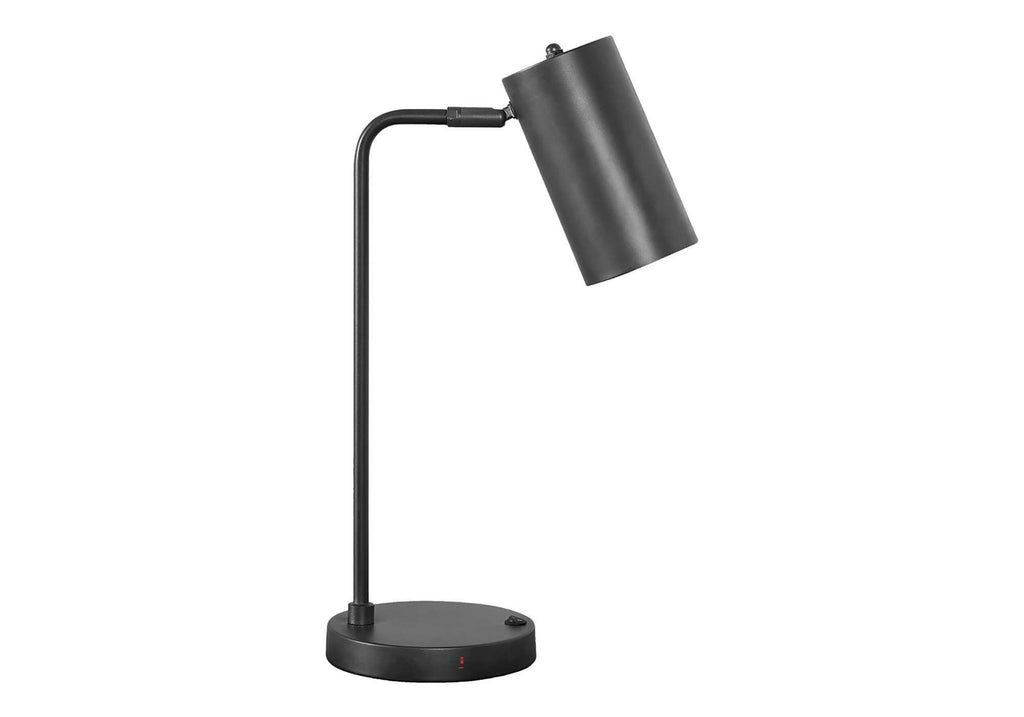 LIGHTING - 18""H TABLE LAMP BLACK METAL / BLACK SHADE / USB