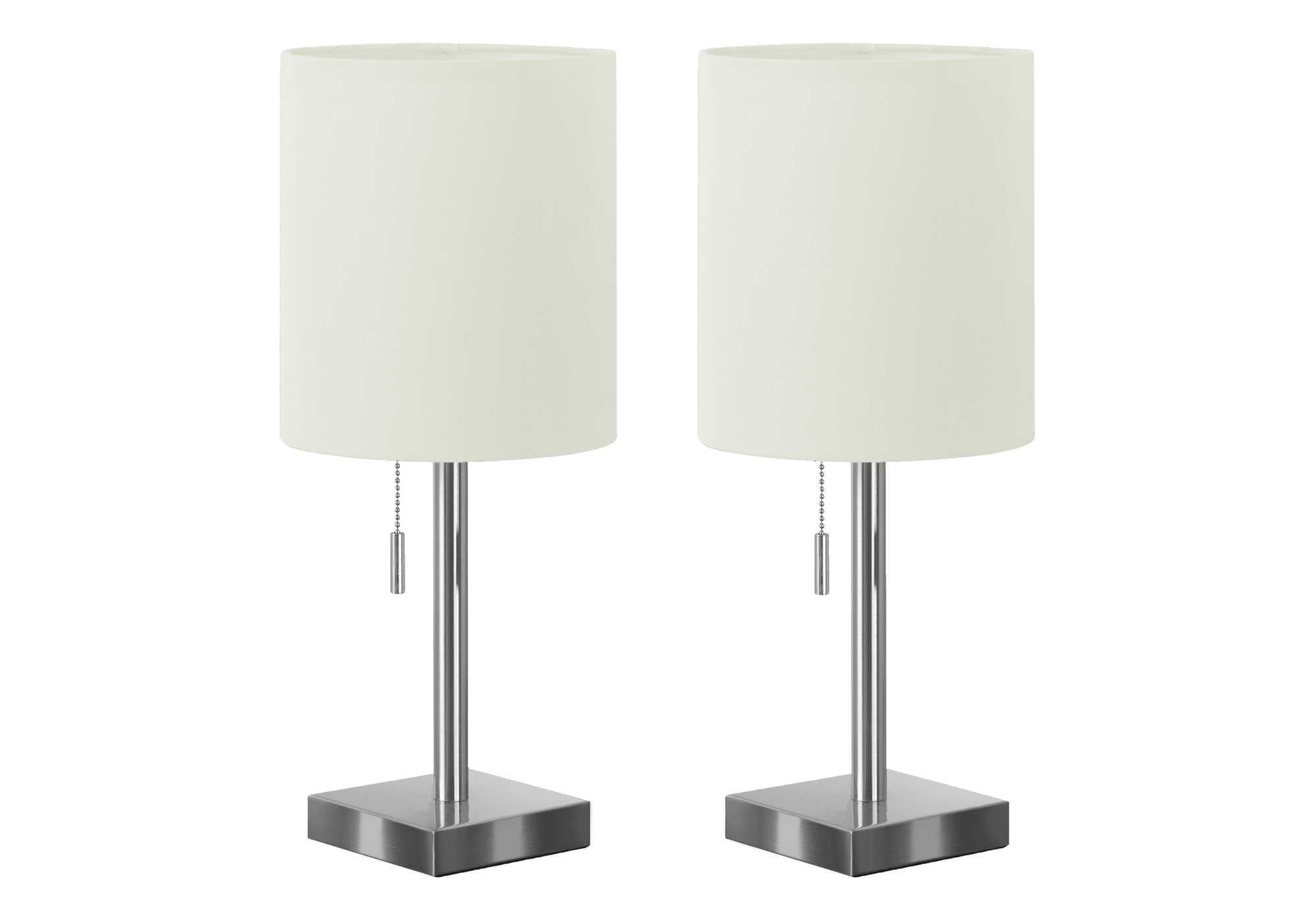 LIGHTING - 2PCS / 17""H TABLE LAMP NICKEL METAL/IVORY/USB