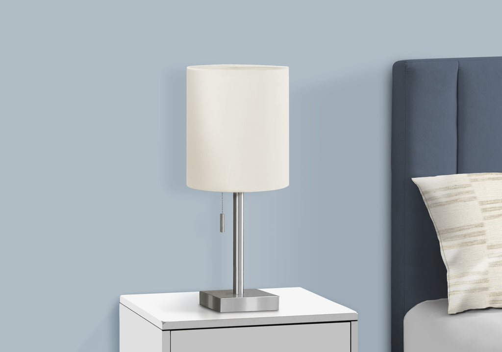 LIGHTING - 2PCS / 17""H TABLE LAMP NICKEL METAL/IVORY/USB