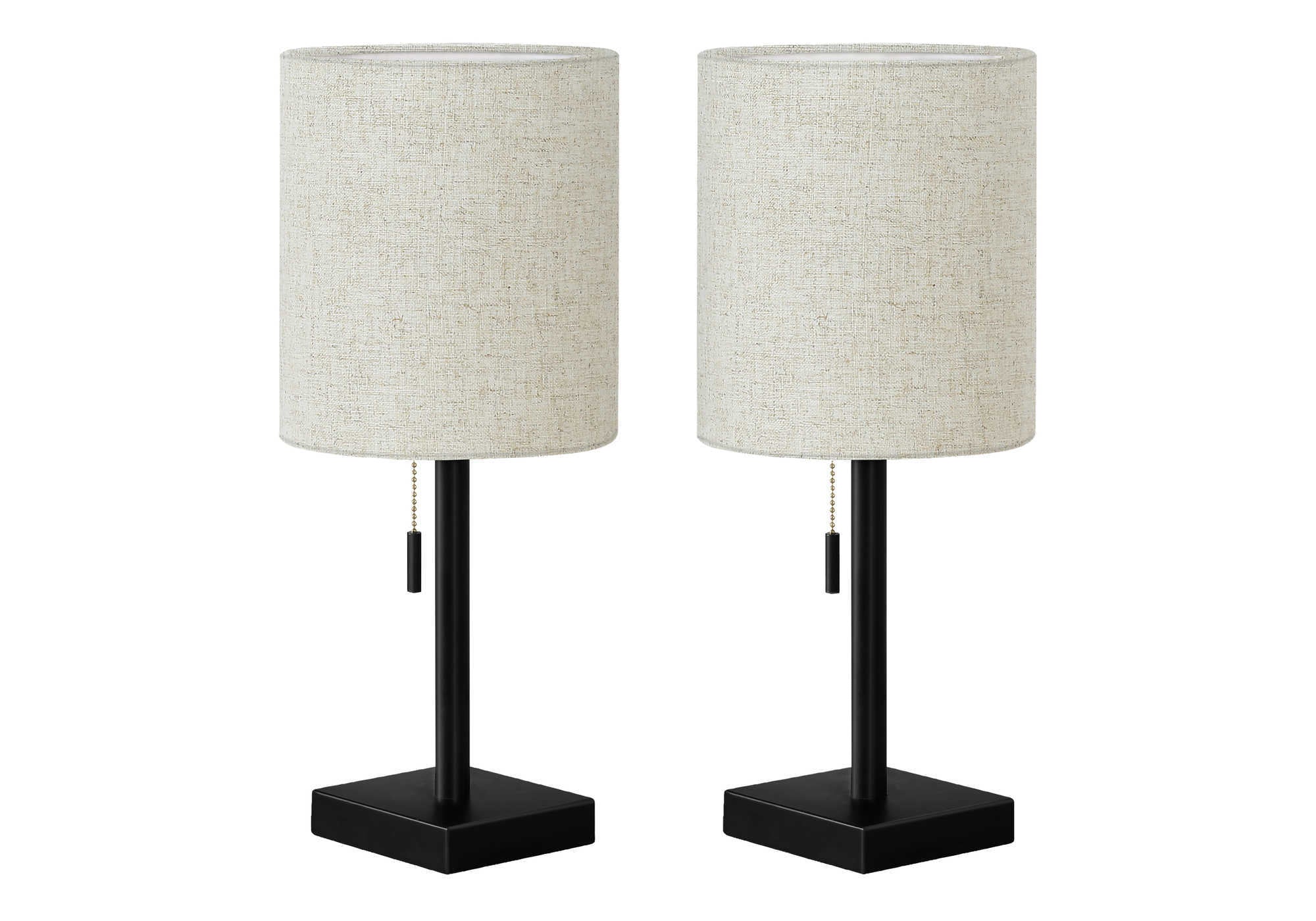 LIGHTING - 2PCS / 17""H TABLE LAMP BLACK METAL/ BEIGE /USB