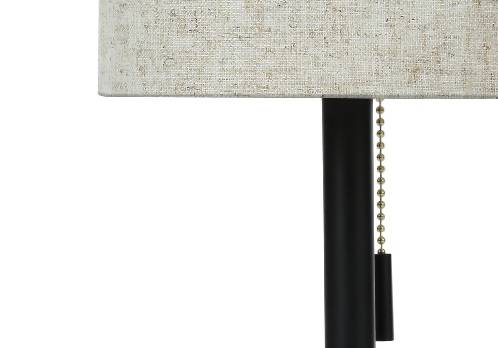 LIGHTING - 2PCS / 17""H TABLE LAMP BLACK METAL/ BEIGE /USB