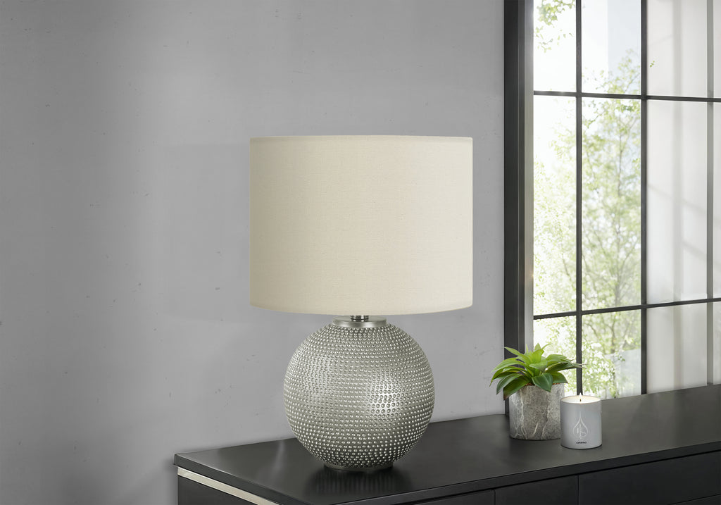 LIGHTING - 19""H TABLE LAMP GREY RESIN / IVORY SHADE