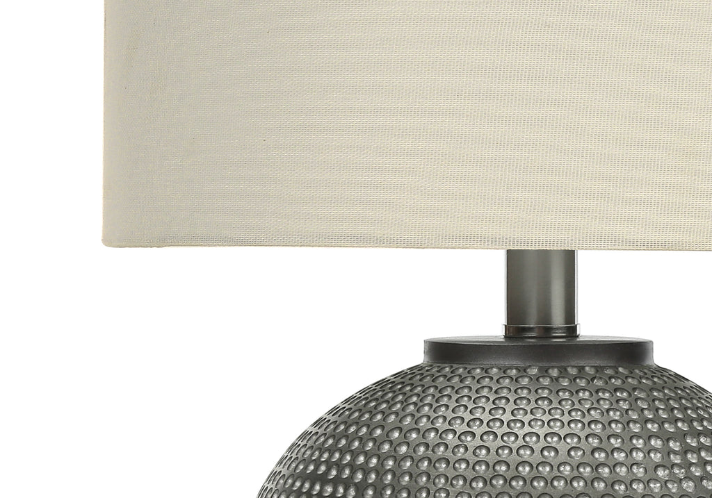 LIGHTING - 19""H TABLE LAMP GREY RESIN / IVORY SHADE