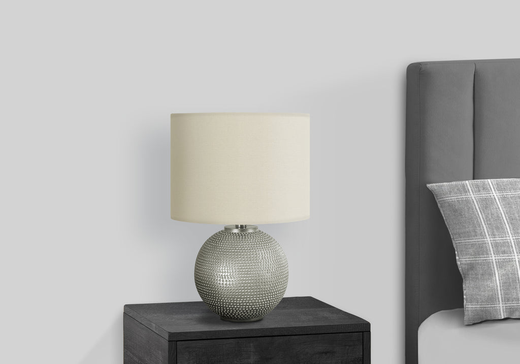 LIGHTING - 19""H TABLE LAMP GREY RESIN / IVORY SHADE