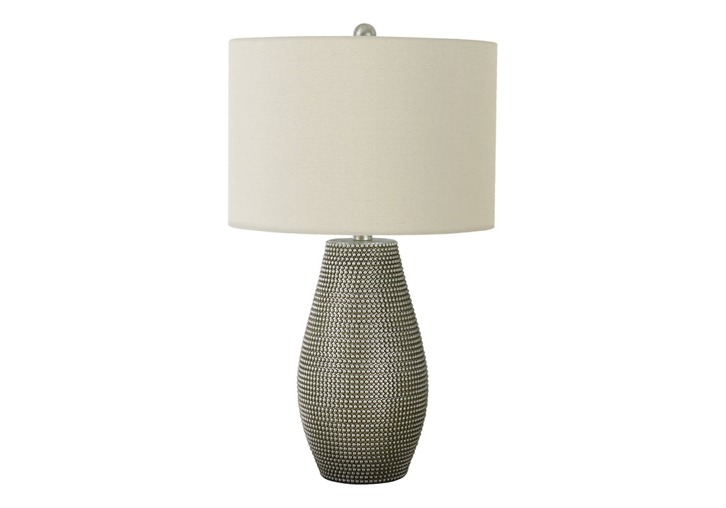 LIGHTING - 24""H TABLE LAMP GREY RESIN / IVORY SHADE