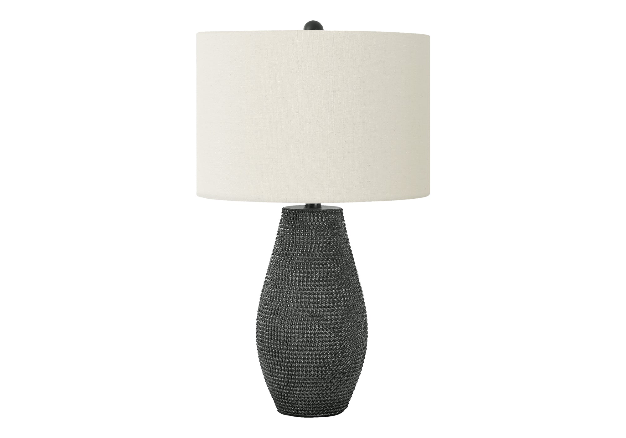 LIGHTING - 24""H TABLE LAMP BLACK RESIN / IVORY SHADE