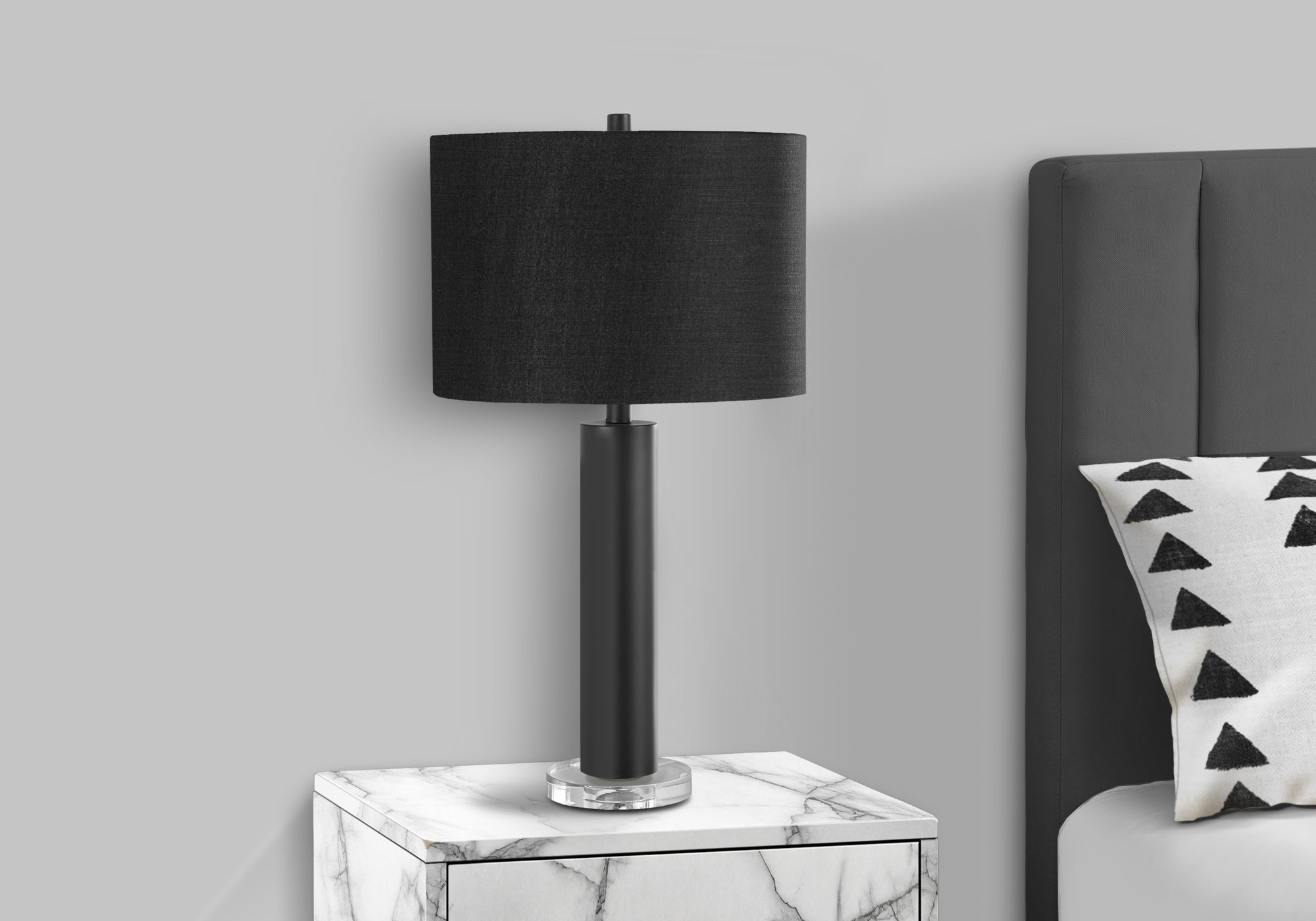 LIGHTING - 28""H TABLE LAMP BLACK METAL / BLACK SHADE