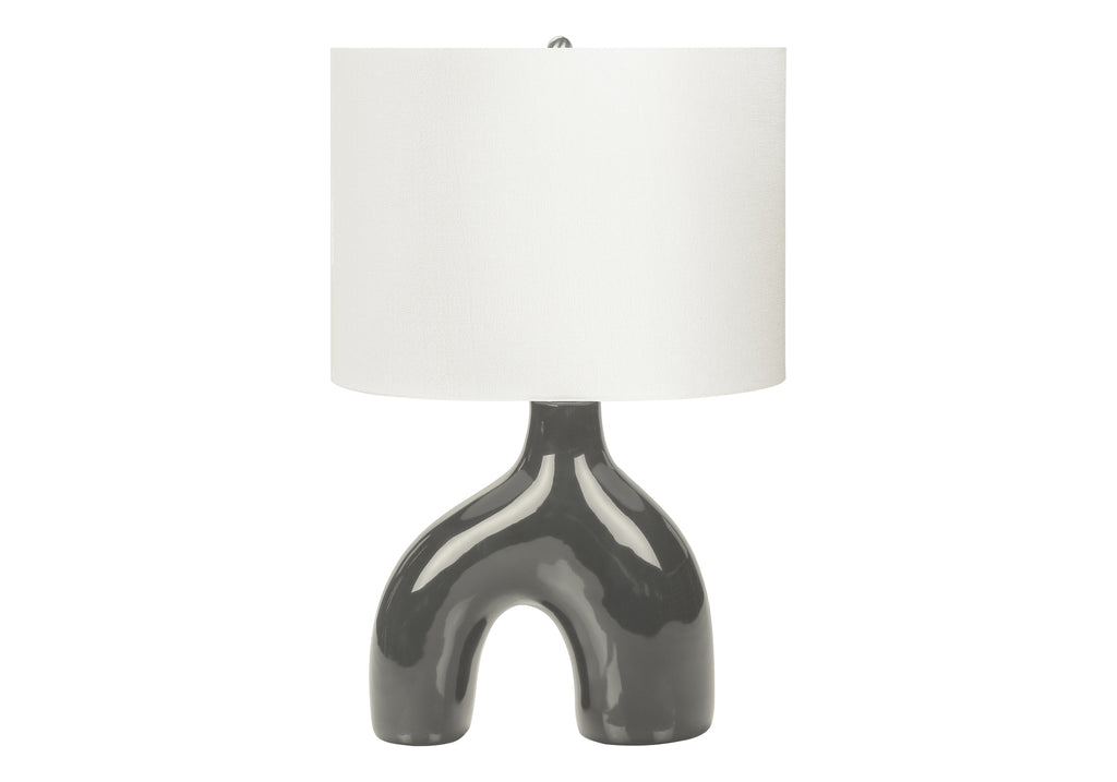 LIGHTING - 25""H TABLE LAMP GREY CERAMIC / IVORY SHADE