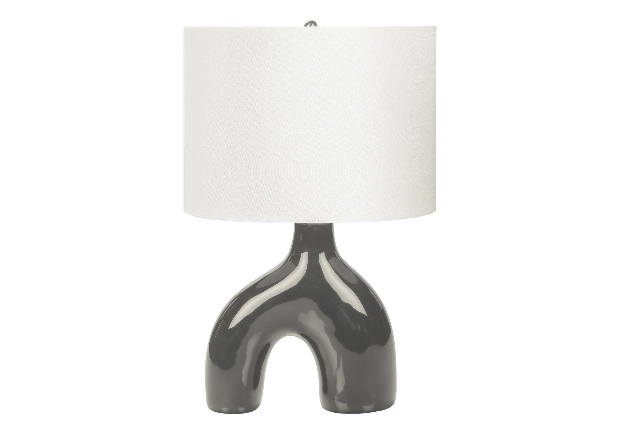 LIGHTING - 25""H TABLE LAMP GREY CERAMIC / IVORY SHADE