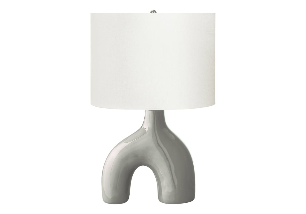 LIGHTING - 25""H TABLE LAMP GREY CERAMIC / IVORY SHADE