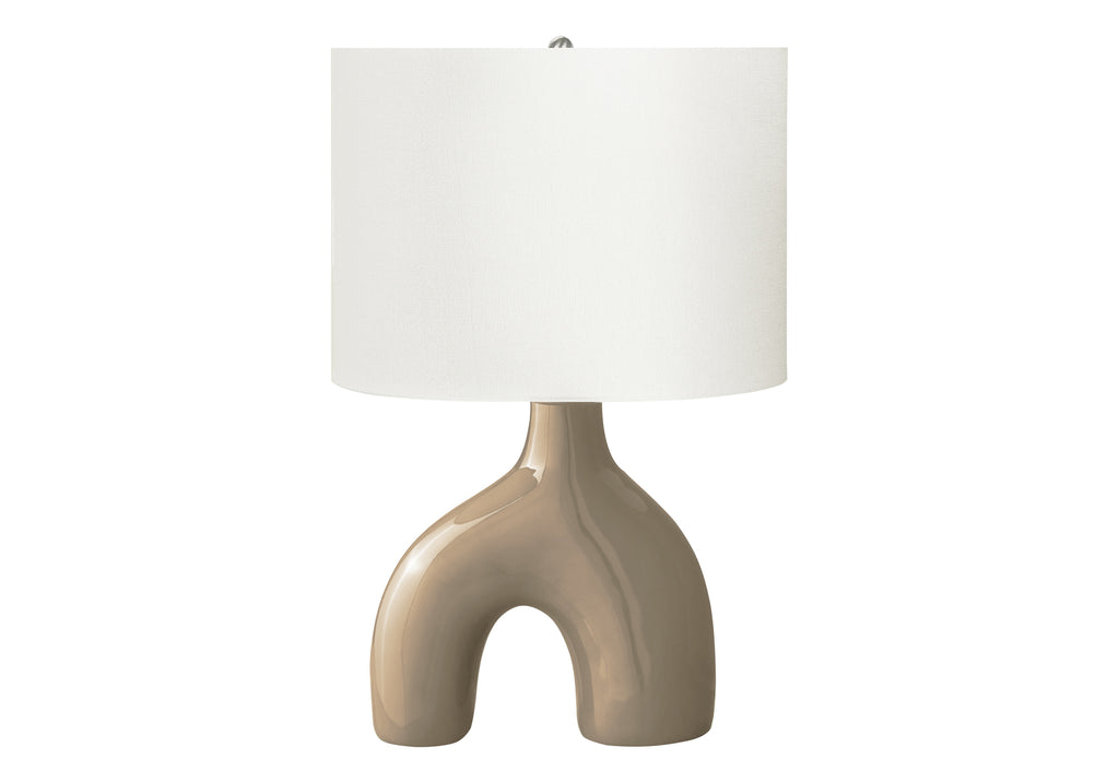 LIGHTING - 25""H TABLE LAMP BROWN CERAMIC / IVORY SHADE