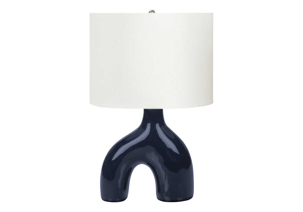 LIGHTING - 25""H TABLE LAMP BLUE CERAMIC / IVORY SHADE