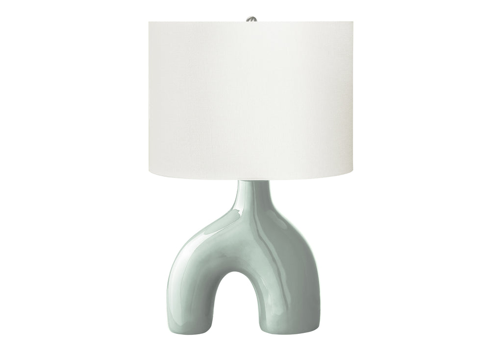 LIGHTING - 25""H TABLE LAMP GREEN CERAMIC / IVORY SHADE