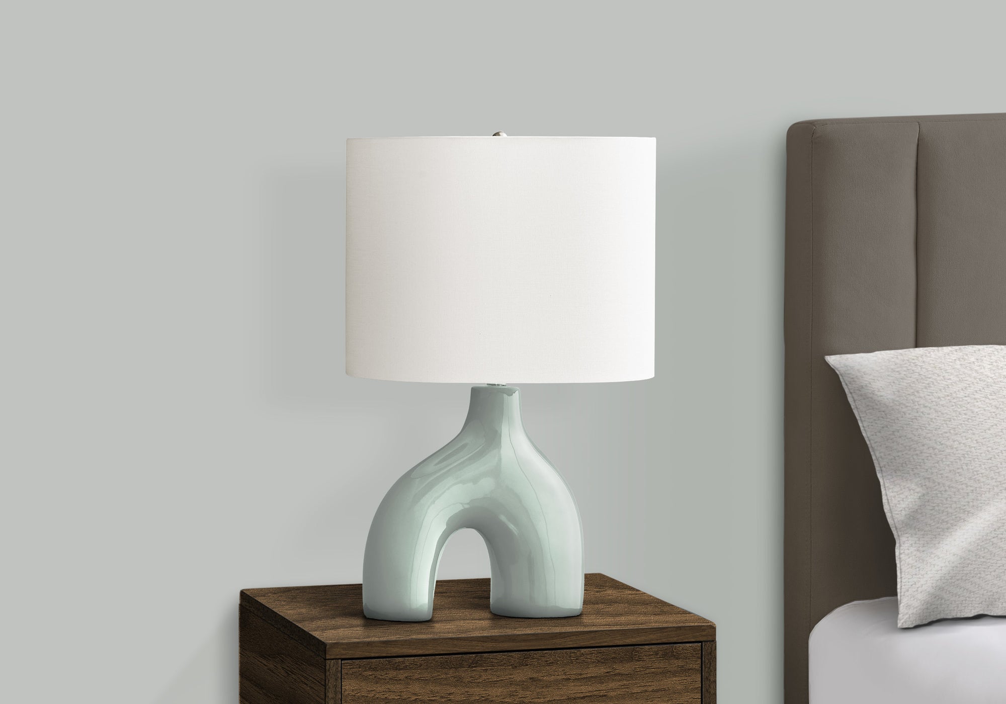 LIGHTING - 25""H TABLE LAMP GREEN CERAMIC / IVORY SHADE