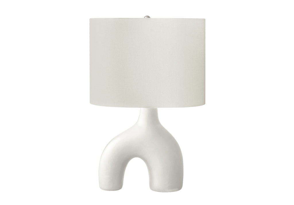 LIGHTING - 25""H TABLE LAMP WHITE CERAMIC / IVORY SHADE
