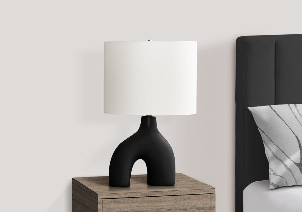 LIGHTING - 25""H TABLE LAMP BLACK CERAMIC / IVORY SHADE