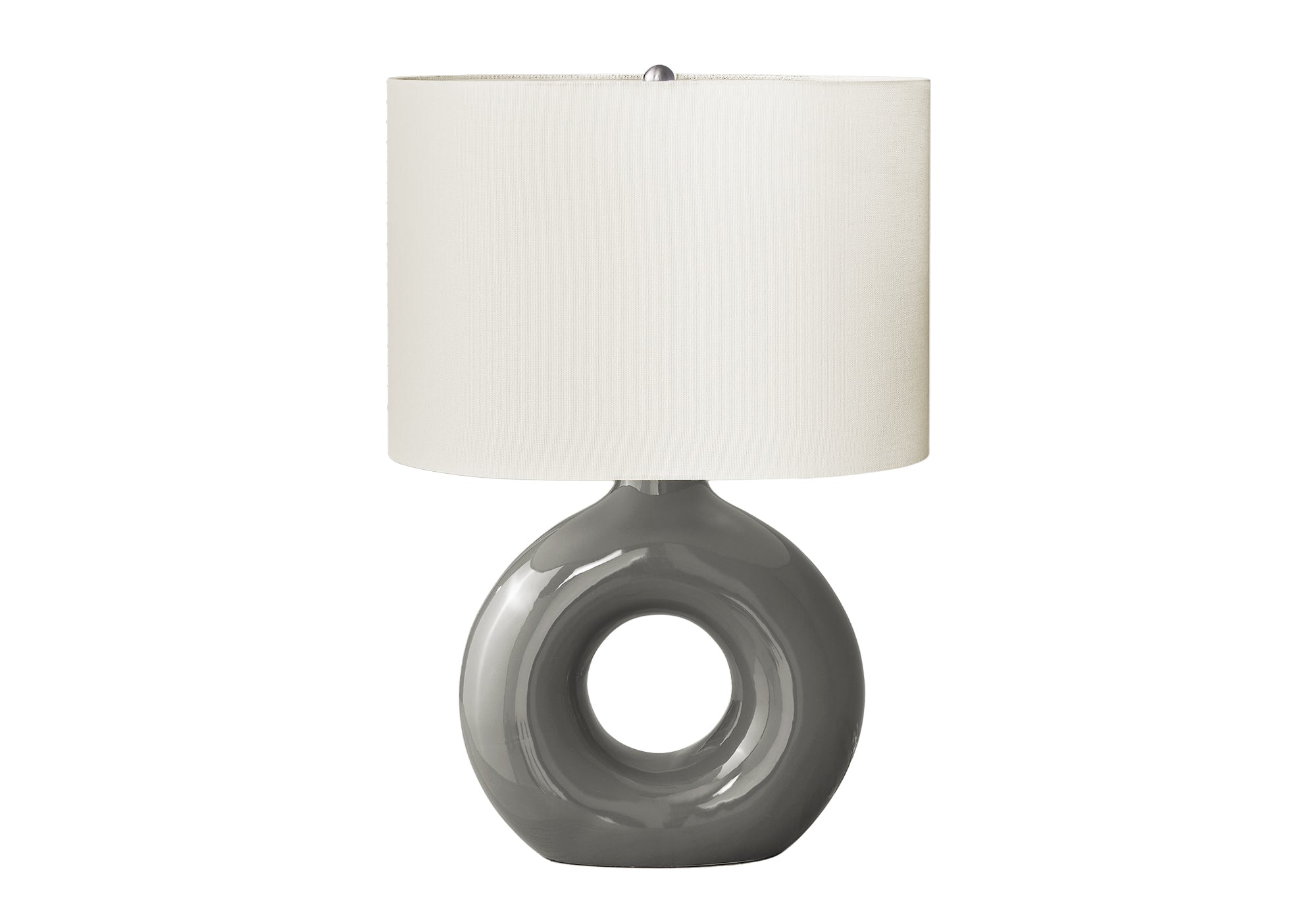 LIGHTING - 24""H TABLE LAMP GREY CERAMIC / IVORY SHADE
