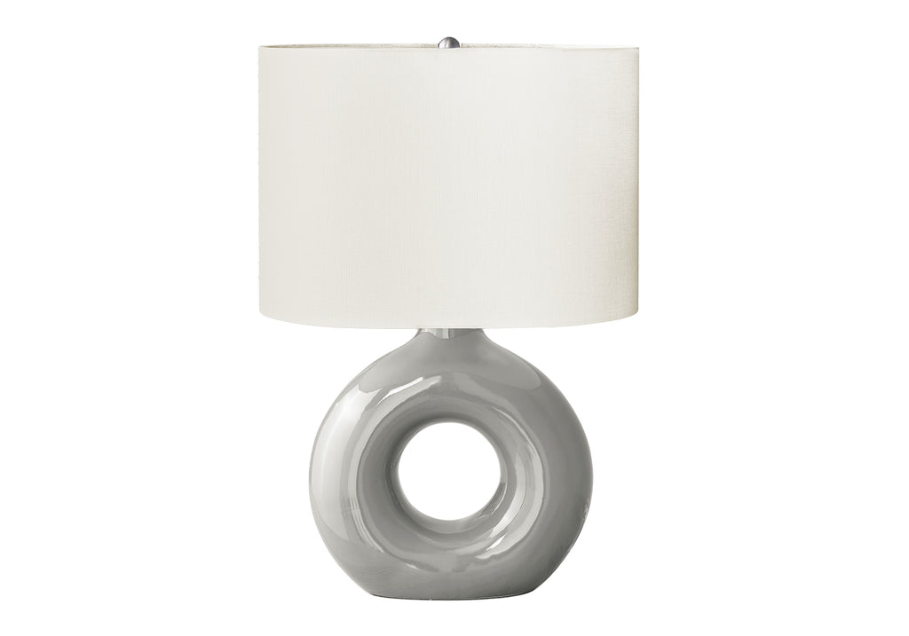 LIGHTING - 24""H TABLE LAMP GREY CERAMIC / IVORY SHADE