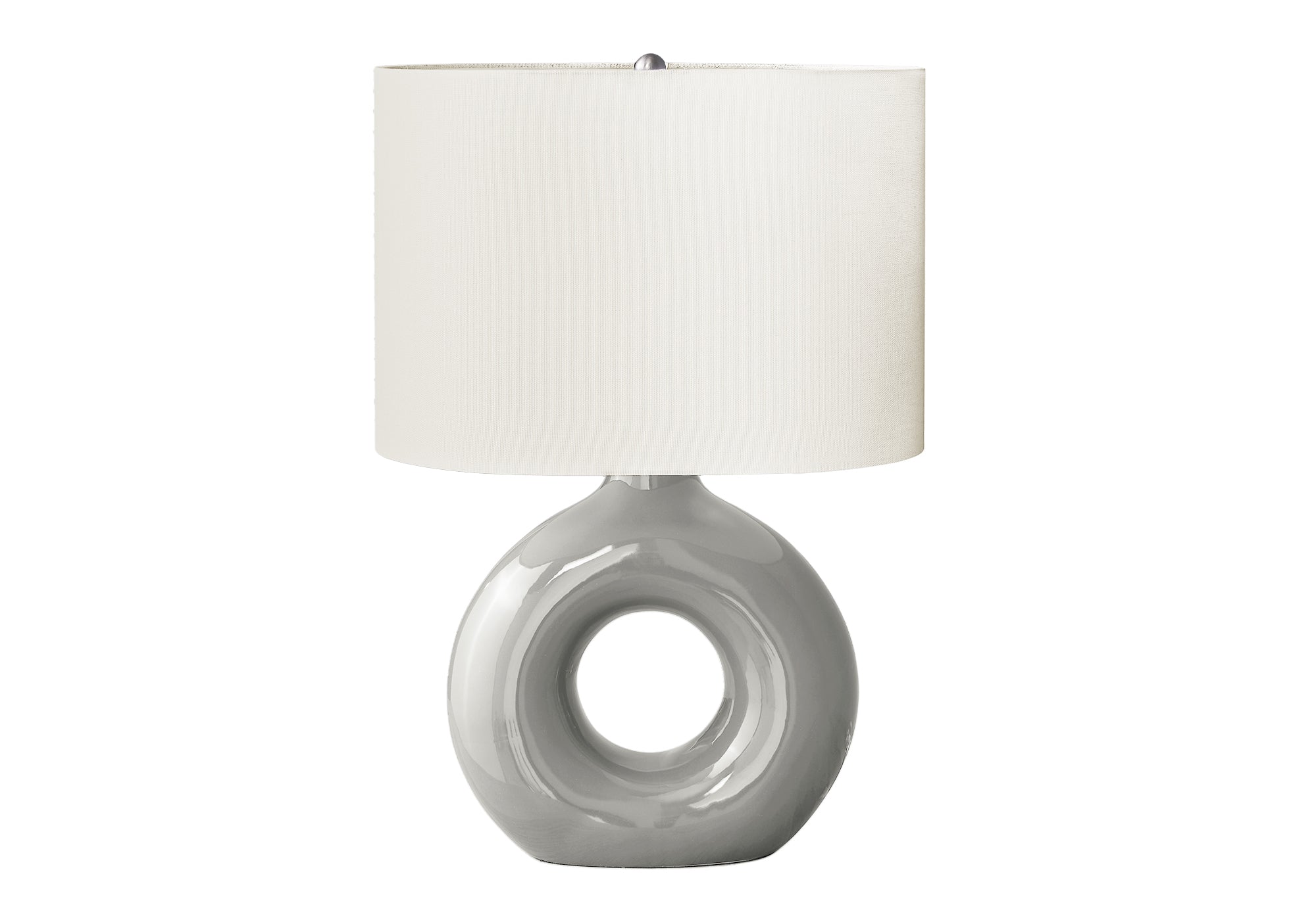 LIGHTING - 24""H TABLE LAMP GREY CERAMIC / IVORY SHADE